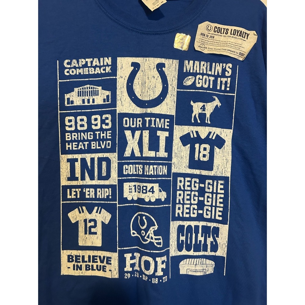 Indianapolis‎ Colts Nation 35th Season Promo Believe Blue Shirt Reggie 2018 (XL)